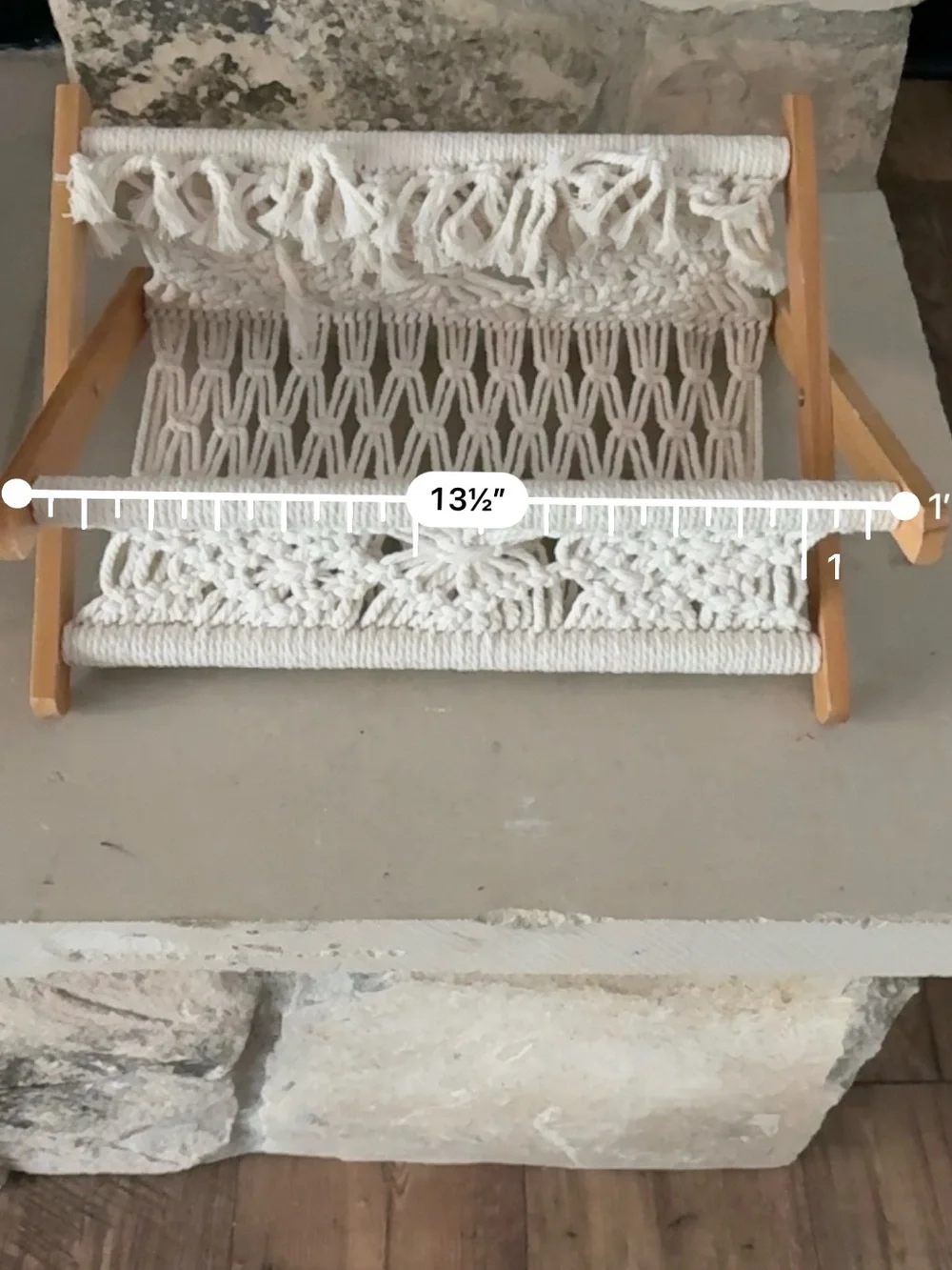TWO for 1 Macrame Magazine/Book Rack Organizer - Cream
